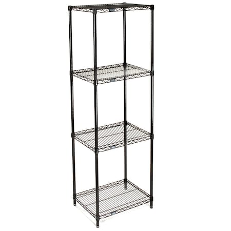 Nexel Wire Shelving, Black Epoxy, 24W X 18D X 63H 18246B